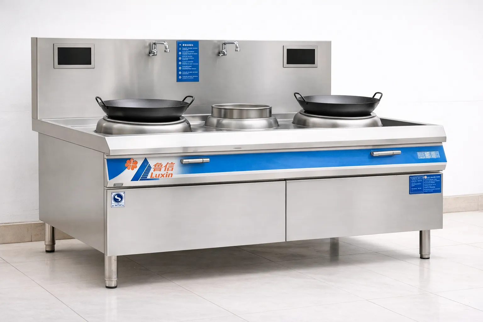 Induction Double Wok Double Warmer Range